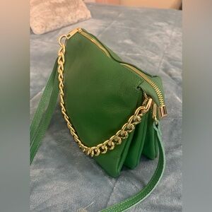 Green Leather Chain Strap Bag